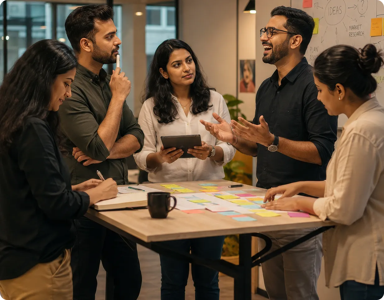 Creative team collaborating on influencer campaign production