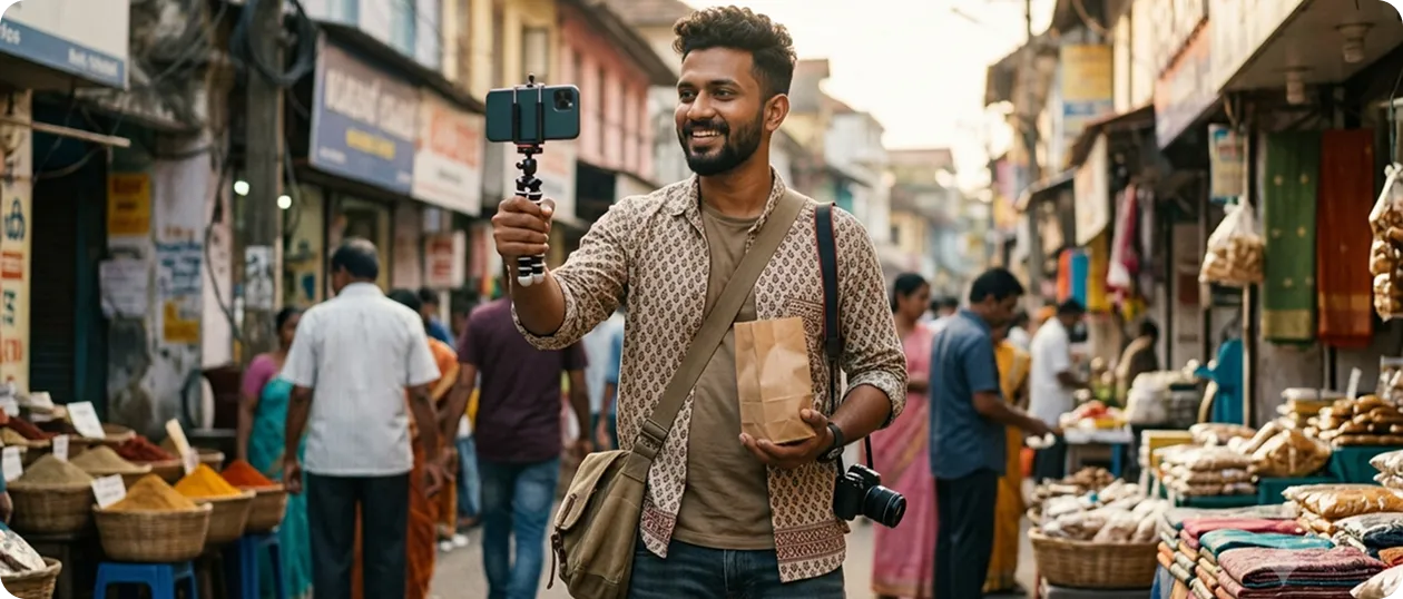 Local travel influencer outdoors