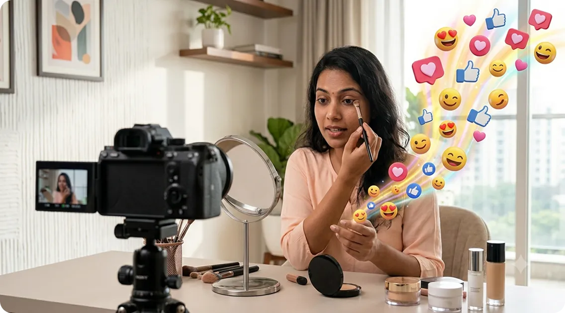 Creator filming a beauty vlog